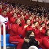 Noord-Koreaanse fans in actie