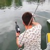 Fles champagne op de boot