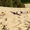 Wakeboarden in het zand