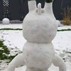 De buren hebben ook een sneeuwpop gemaakt.