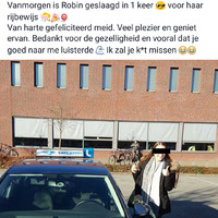Robin is in één keer geslaagd