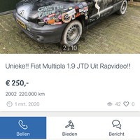 Unieke Fiat Multipla uit rapvideo