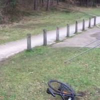 Stuntje op de mountainbike