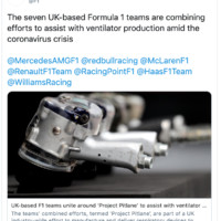 F1-teams maken beademingsapparatuur
